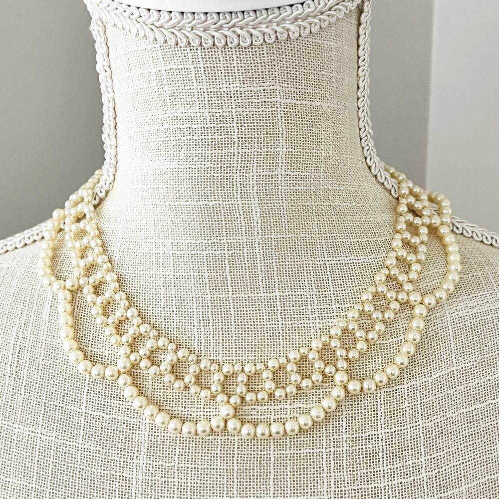 Vintage Faux Pearl Collar Necklace